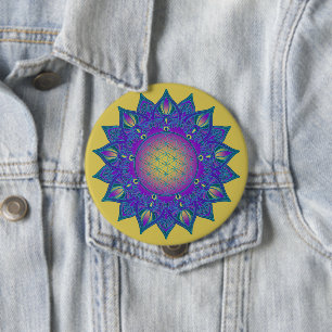 Blume des Lebens - Indischer Mandala 3 Button