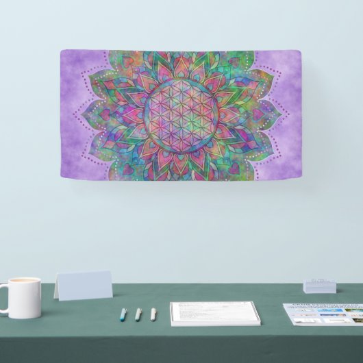 Blume des Lebens - Indischer Mandala 7c Banner (Messe)