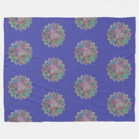Blume des Lebens - Indischer Mandala 7c Fleecedecke (Vorderseite (Horizontal))