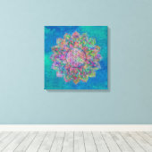 Blume des Lebens - Indischer Mandala 7c Leinwanddruck (Insitu (Holzboden))