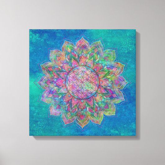 Blume des Lebens - Indischer Mandala 7c Leinwanddruck (Vorderseite)