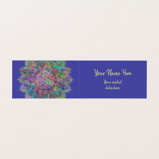 Blume des Lebens - Indischer Mandala 7c Visitenkarten (Innenseite Aufgefaltet)
