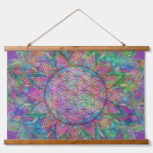 Blume des Lebens - Indischer Mandala 7c Wandteppich Mit Holzrahmen (Vorne)