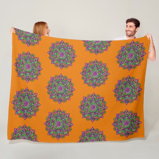 Blume des Lebens - Indisches Mandala 1 Fleecedecke (Beispiel)