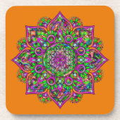 Blume des Lebens - Indisches Mandala 1 Getränkeuntersetzer (Vorderseite)