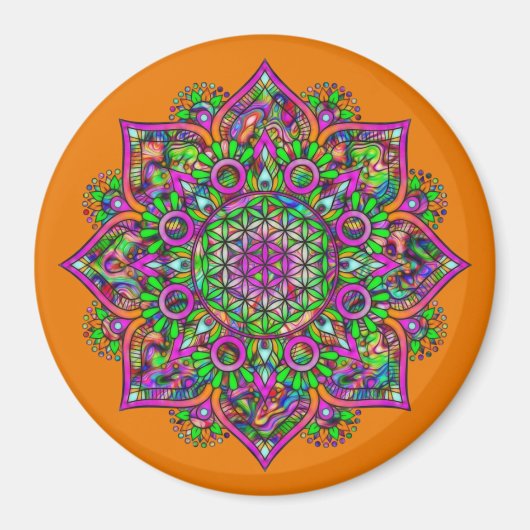 Blume des Lebens - Indisches Mandala 1 Magnet (Vorne)