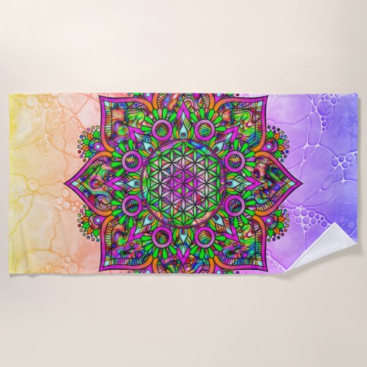 Blume des Lebens - Indisches Mandala 1 Strandtuch (Vorderseite)