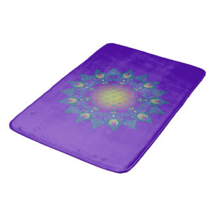 Blume des Lebens - Indisches Mandala 3 Badematte