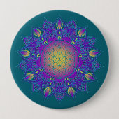 Blume des Lebens - Indisches Mandala 3 Button (Vorderseite)