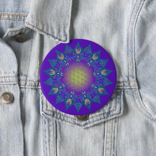 Blume des Lebens - Indisches Mandala 3 Button (Beispiel)