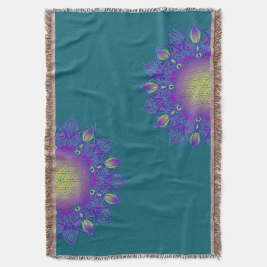 Blume des Lebens - Indisches Mandala 3 Decke (Vorderseite Vertikal)