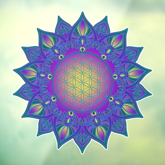 Blume des Lebens - Indisches Mandala 3 Fensteraufkleber (Blatt 3)