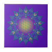 Blume des Lebens - Indisches Mandala 3 Fliese (Vorderseite)