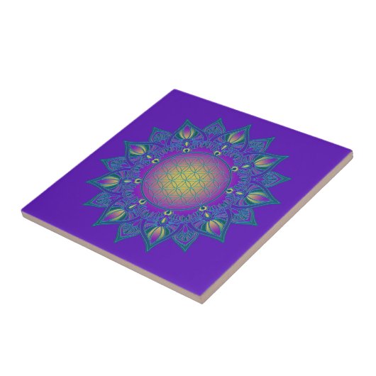 Blume des Lebens - Indisches Mandala 3 Fliese (Seite)
