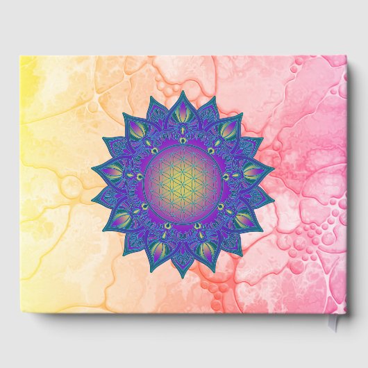 Blume des Lebens - Indisches Mandala 3 Gästebuch (Rückseite)