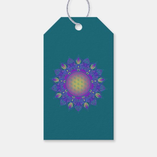Blume des Lebens - Indisches Mandala 3 Geschenkanhänger (Vorderseite)