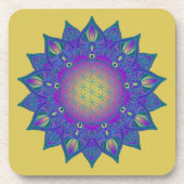 Blume des Lebens - Indisches Mandala 3 Getränkeuntersetzer (Vorderseite)