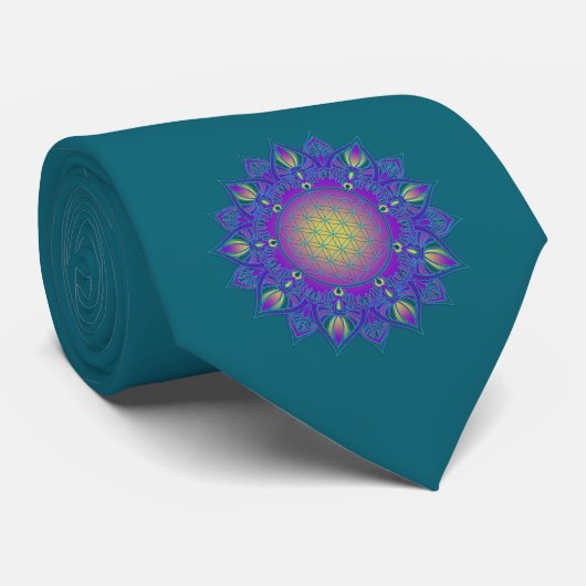 Blume des Lebens - Indisches Mandala 3 Krawatte (Gerollt)