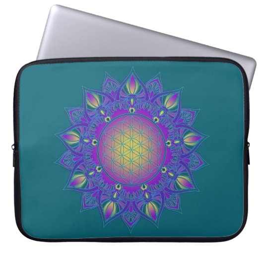 Blume des Lebens - Indisches Mandala 3 Laptopschutzhülle (Vorderseite)
