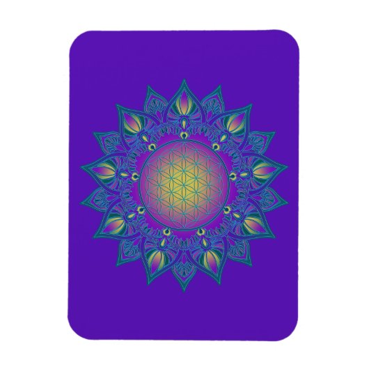 Blume des Lebens - Indisches Mandala 3 Magnet (Vertikal)