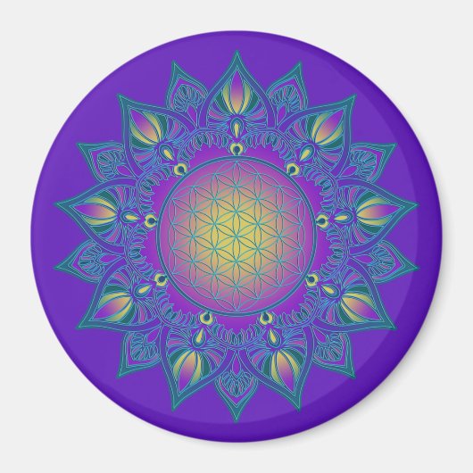 Blume des Lebens - Indisches Mandala 3 Magnet (Vorne)