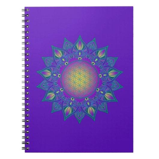 Blume des Lebens - Indisches Mandala 3 Notizblock (Vorderseite)