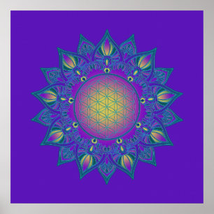 Blume des Lebens - Indisches Mandala 3 Poster