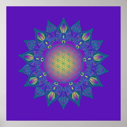 Blume des Lebens - Indisches Mandala 3 Poster (Vorne)