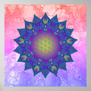 Blume des Lebens - Indisches Mandala 3 Poster
