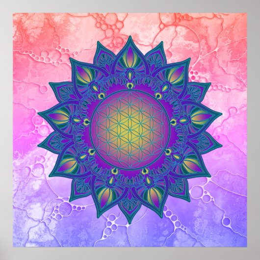 Blume des Lebens - Indisches Mandala 3 Poster (Vorne)