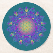 Blume des Lebens - Indisches Mandala 3 Runder Pappuntersetzer (Vorderseite)