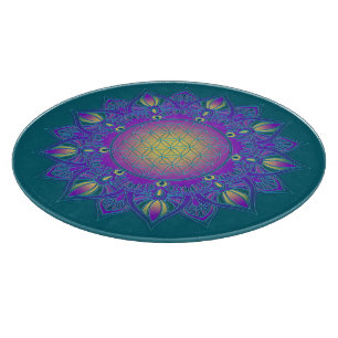 Blume des Lebens - Indisches Mandala 3 Schneidebrett