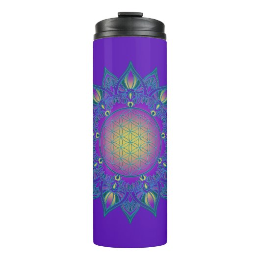 Blume des Lebens - Indisches Mandala 3 Thermosbecher (Vorderseite)