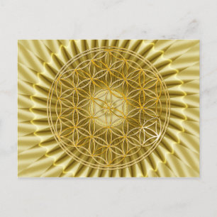 Blume des Lebens klein goldenes Licht Postkarte