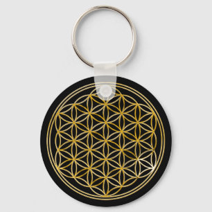 Blume des Lebens   klein schwarz Schlüsselanhänger