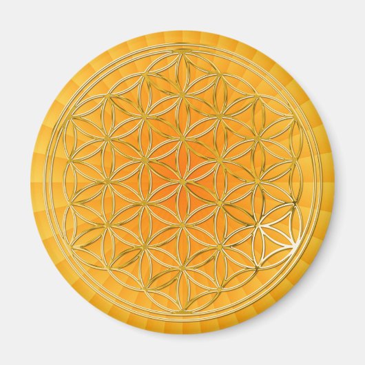 Blume des Lebens | klein yellow shine Magnet (Vorne)