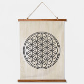 BLUME DES LEBENS - Kontur des Geometriezeichens "S Wandteppich Mit Holzrahmen (Vorderseite)