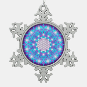 BLUME DES LEBENS/LEBENS DES Lebens "Stars Mandala" Schneeflocken Zinn-Ornament