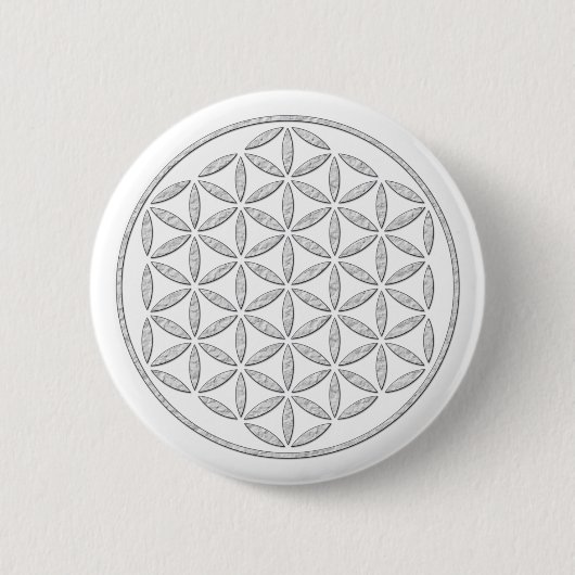 Blume des Lebens / Lebensgefühl - Briefmarke weiß Button (Vorderseite)