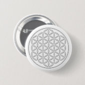 Blume des Lebens / Lebensgefühl - Briefmarke weiß Button (Vorne & Hinten)