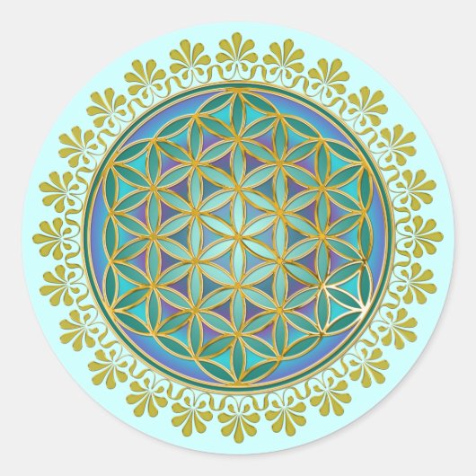 Blume des Lebens / Lebensgefühl - Button V Runder Aufkleber (Vorderseite)