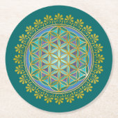 Blume des Lebens / Lebensgefühl - Button V Runder Pappuntersetzer (Vorderseite)