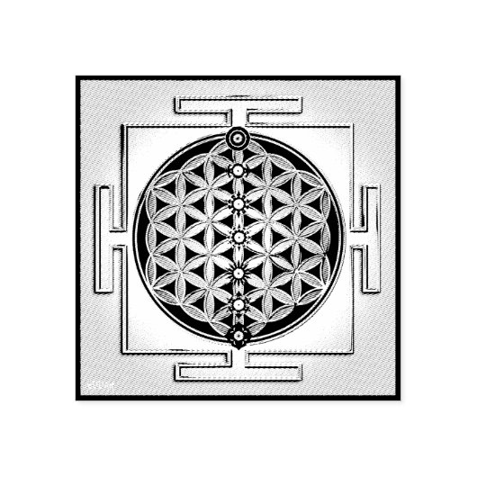 Blume des Lebens / Lebensgefühl - Chakra Yantra Gummistempel (Prägung)