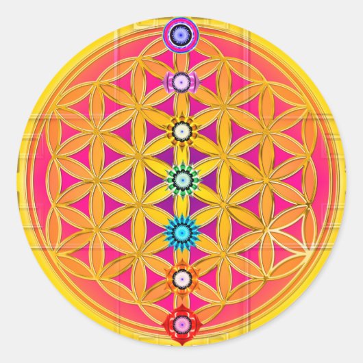 BLUME DES LEBENS / Lebensgefühl - chakras Runder Aufkleber (Vorderseite)