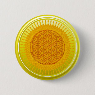 Blume des Lebens / Lebensgefühl - Gelb Button