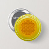 Blume des Lebens / Lebensgefühl - Gelb Button (Vorne & Hinten)