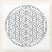 Blume des Lebens / Lebensgefühl - glänzender Krist Glasuntersetzer (Vorderseite)