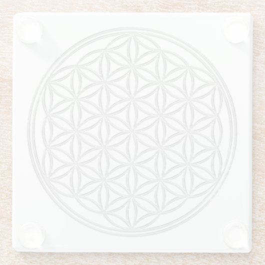 Blume des Lebens / Lebensgefühl - glänzender Krist Glasuntersetzer (Rückseite)