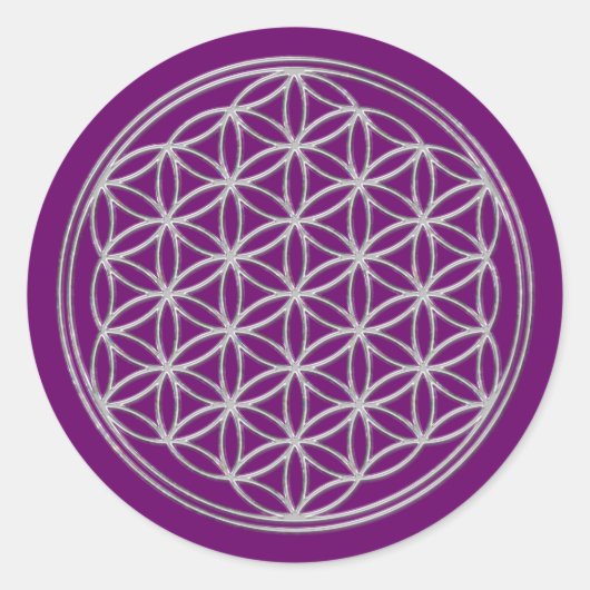 Blume des Lebens / Lebensgefühl - glänzender Krist Runder Aufkleber (Vorderseite)