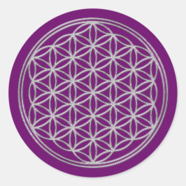 Blume des Lebens / Lebensgefühl - glänzender Krist Runder Aufkleber